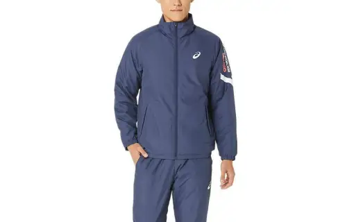 ASICS Jackets Men's Blue Stand Collar Moderate Other