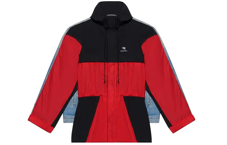 Balenciaga Parka Coats Men's Red Hooded Moderate