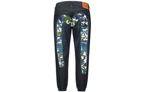 EVISU Cuffed Pants Jeans Men's Dark Blue