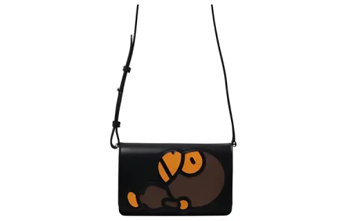 A BATHING APE Cow Leather Shoulder Bag, Crossbody Bag Women's Black