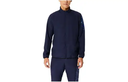 ASICS Jackets Men's Blue Stand Collar Moderate Other