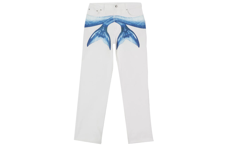 Burberry Jeans Men's White Moderate Straight Fit Pants