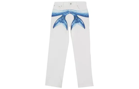 Burberry Jeans Men's White Moderate Straight Fit Pants