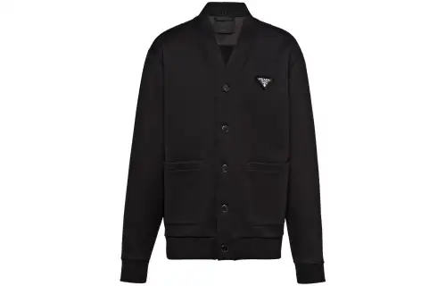 PRADA V-Neck Button-Up Sweashirt