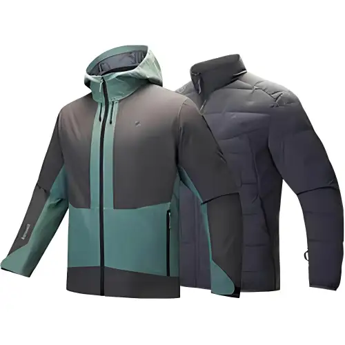 Anta x ZHONGGUOGUOJIADILI,LIANMINGKUAN Outdoor Collection Thermal Windbreaker Jacket Men's Azure Green/Castle Gray