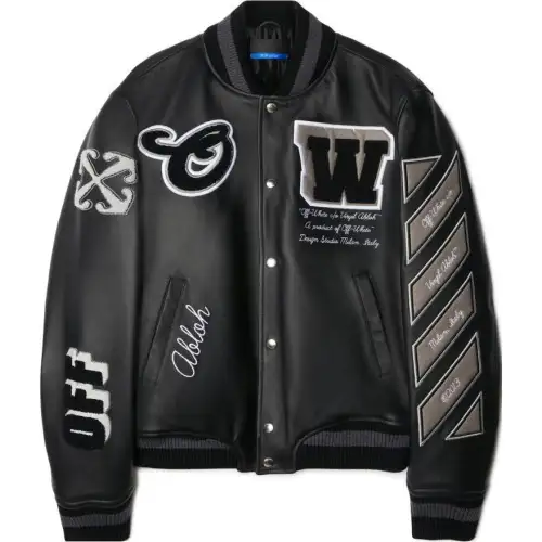 OFF-WHITE Baseball long-sleeve, black uniform for men and women, print, loose fit, cut