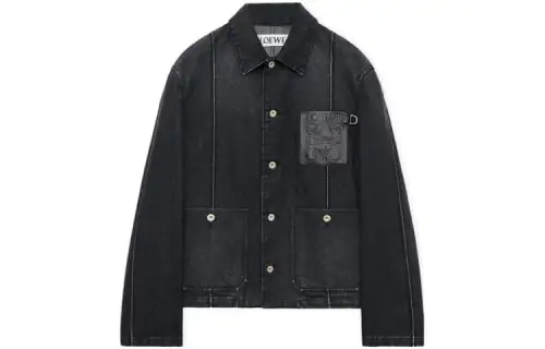 LOEWE Leather-pocket Denim Jacket