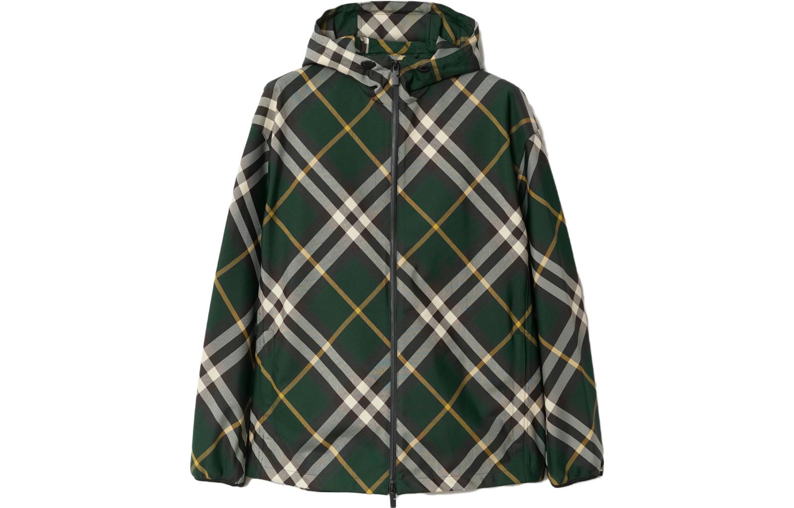 Burberry Logo Embroidered Checkered Zip-Up Jacket