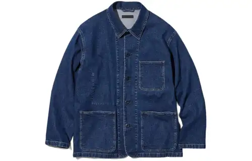 UNIQLO Denim Jackets Unisex Sea Blue Pointed Collar Moderate Other