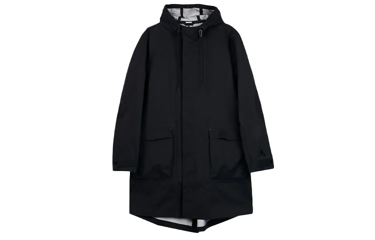 Nike Trench Coats Men's Black Hooded Moderate Straight Fit