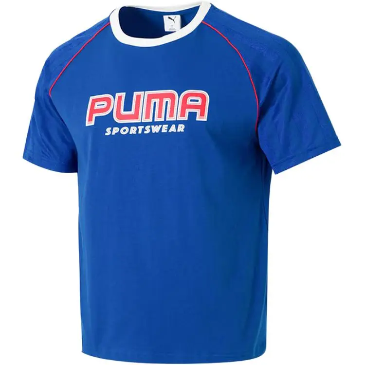 PUMA T-Shirts Unisex Blue Crew Neck Moderate