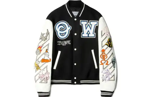 OFF-WHITE Logic Patch varsity jacket