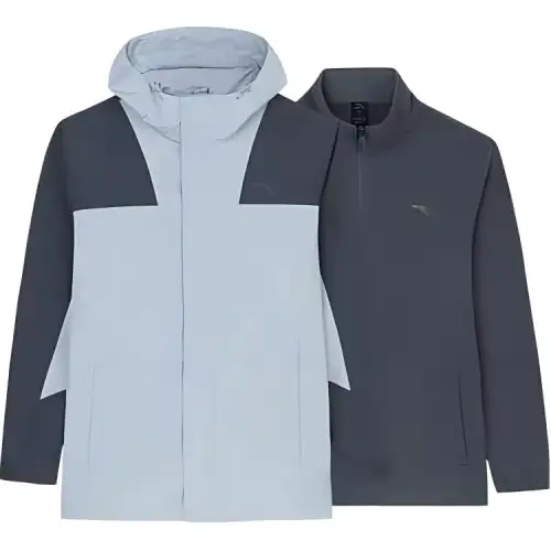 Anta Variety Training Collection Thermal Water Repellent Windbreaker Jacket Men's Castle Gray/Lime Stone