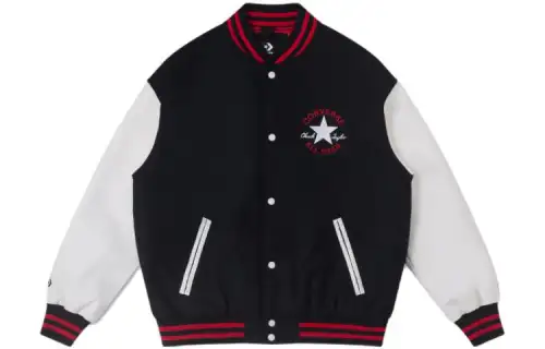Converse Baseball Jerseys Unisex Black Baseball Collar Moderate Straight Fit