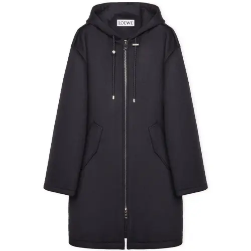 LOEWE Coats Men's Black Hooded Moderate