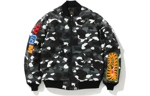 A BATHING APE Camouflage shark, baseball black uniform