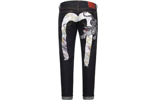 EVISU Jeans Men's Denim Blue Moderate Tapered Pants