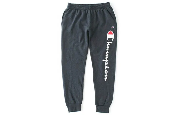 Champion Grass Print Sweatpants With Fleece Lining Sweatpants US Version Unisex Navy Gray Cyan