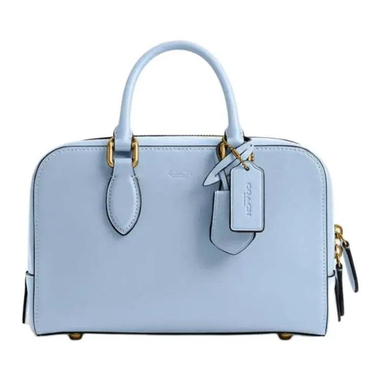 COACH Bowery Cow Leather One Shoulder Handbag Medium Women's Blue Bell Multicolor