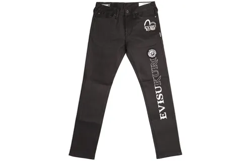 EVISU Straight Fit Pants Non Stretch Moderate Jeans Men's Black