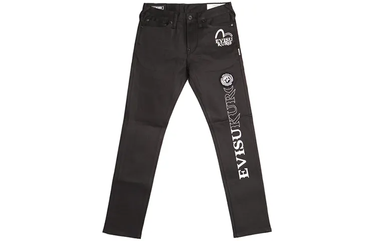 EVISU Straight Fit Pants Non Stretch Moderate Jeans Men's Black