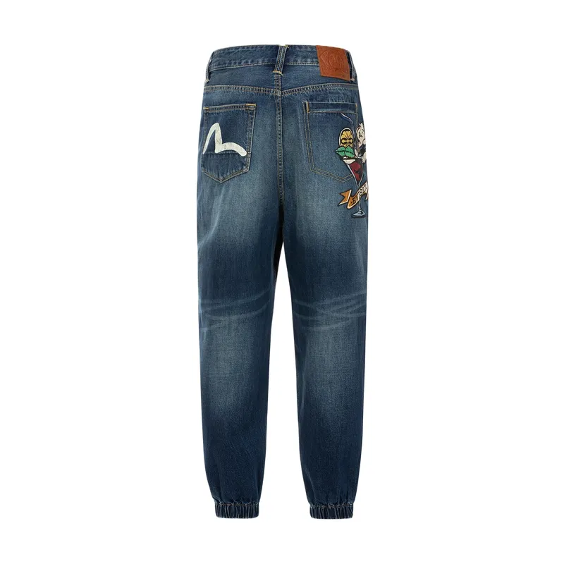 EVISU Jeans Men's Denim Blue Moderate Cuffed Pants