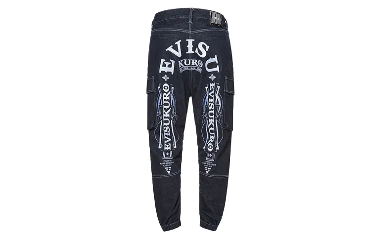 EVISU Jeans Men's Denim Blue Moderate Cuffed Pants