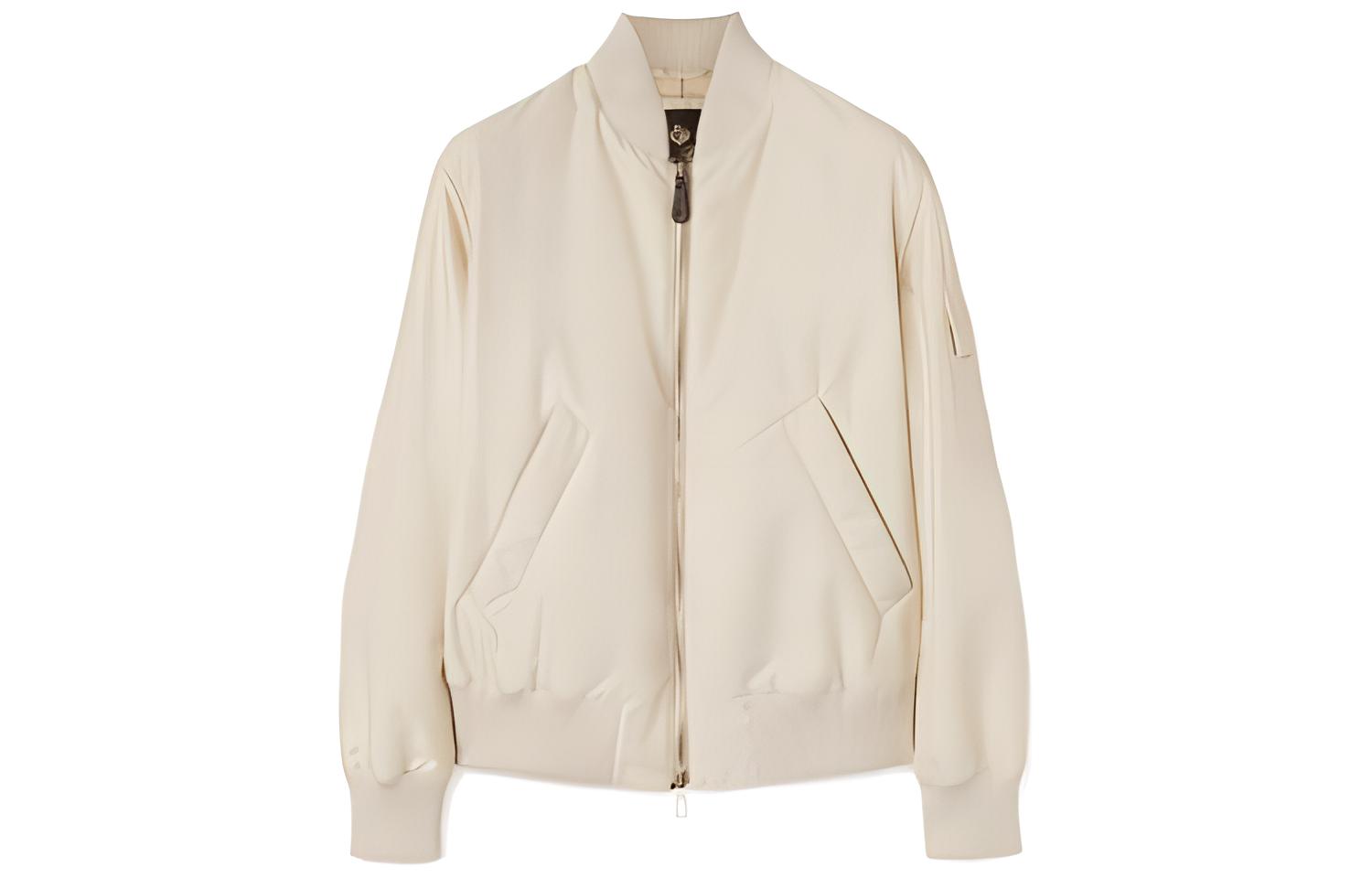 Loro Piana Jackets Men's White Baseball Collar Moderate Pilot