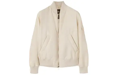 Loro Piana Jackets Men's White Baseball Collar Moderate Pilot