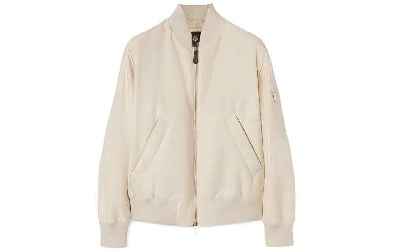 Loro Piana Jackets Men's White Baseball Collar Moderate Pilot