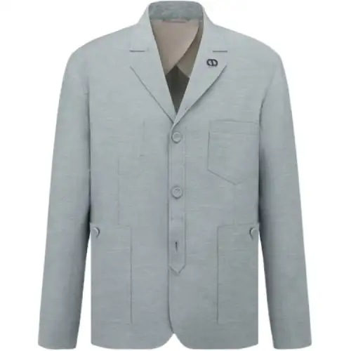 DIOR Jackets Men's Gray Lapel Moderate Workwear