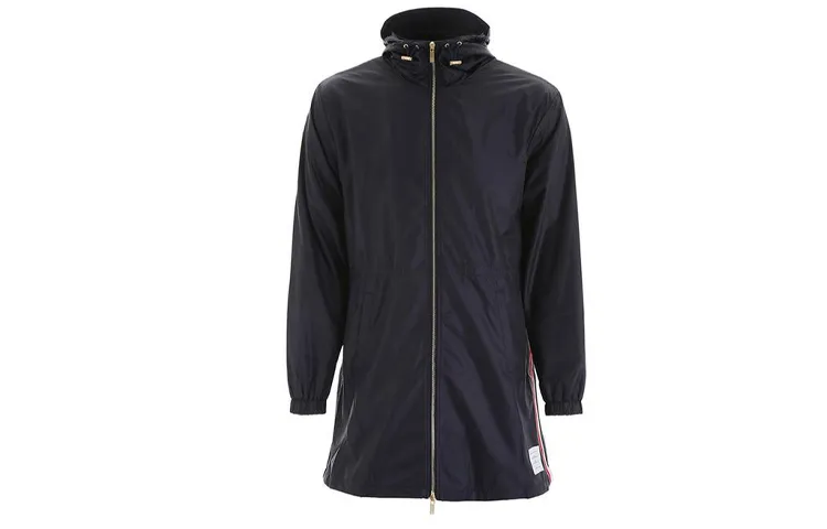 THOM BROWNE Parka Coats Men's Blue Hooded Moderate