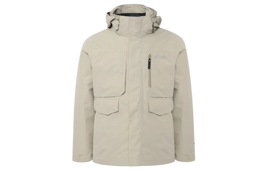 Columbia Casual Outdoor Windbreaker Jackets Men's Khaki Detachable Hood Moderate