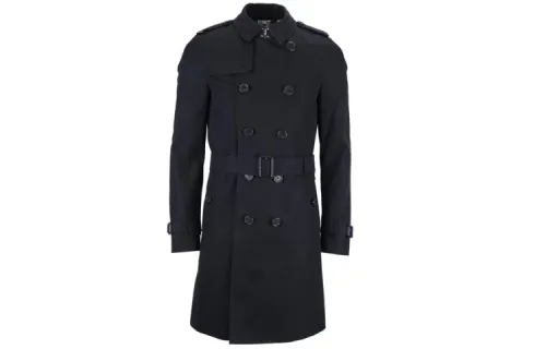 Burberry Trench Coats Men's Black Square Collar Moderate