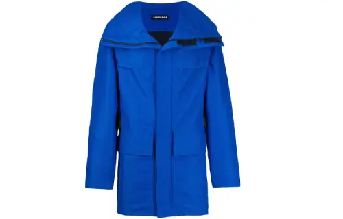Balenciaga Parka Coats Men's Blue Hooded Moderate