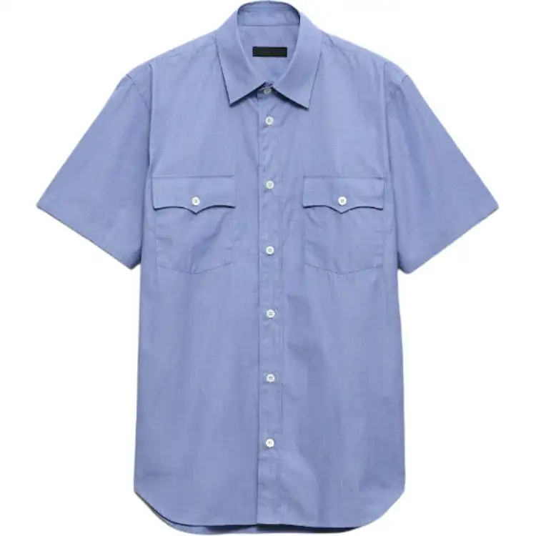 PRADA Shirts Men's Blue Pointed Collar Moderate