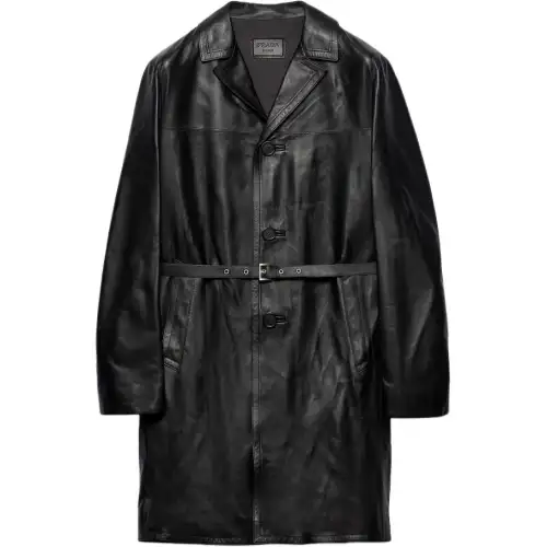 PRADA Coats Men's Black Lapel Moderate Straight Fit