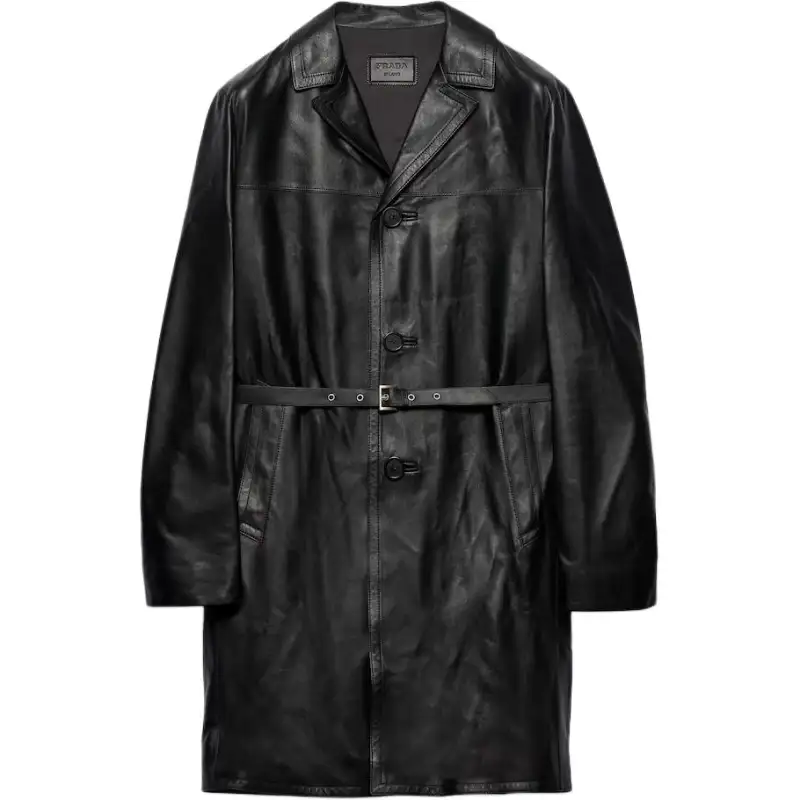 PRADA Coats Men's Black Lapel Moderate Straight Fit