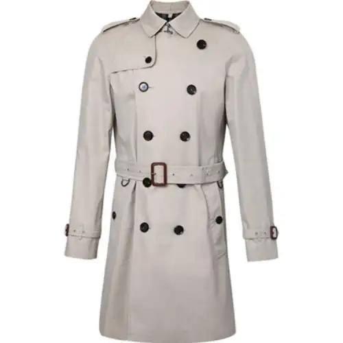 Burberry Trench Coats Men's Light Gray Lapel Moderate