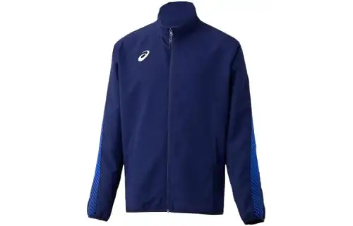 ASICS Jackets Men's Blue Stand Collar Moderate Other