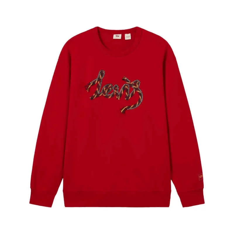 Levi's CNY Sweatshirts Men's Red Crew Neck Moderate Straight Fit