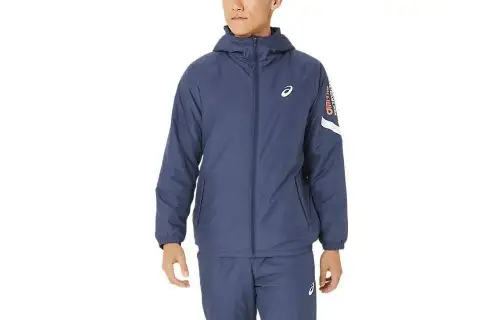ASICS Jackets Men's Blue Hooded Moderate Other