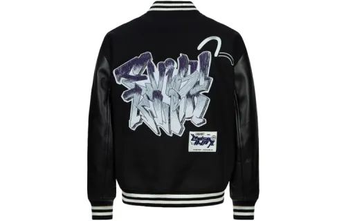 EVISU Baseball Jerseys Men's Black Baseball Collar Moderate