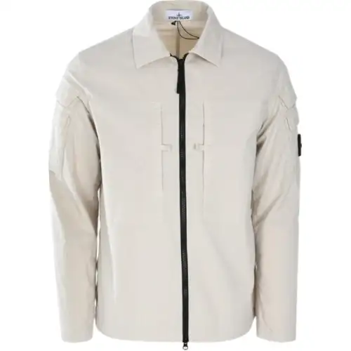 Stone Island Compass-patch zip-up shirt jacket