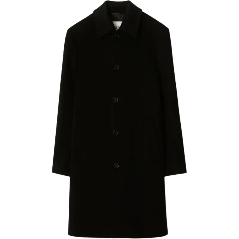 Burberry Coats Men's Black Lapel Moderate Straight Fit