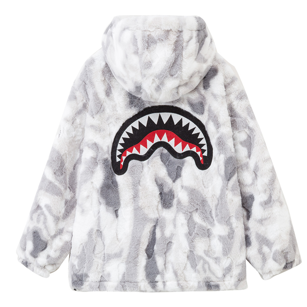 SPRAYGROUND Shark with zipper, design velvet jacket with hood for men and women, with your logo imprint