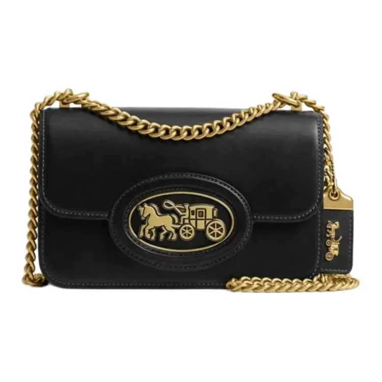 COACH Hero Cow Leather Shoulder Bag Small Women's Black