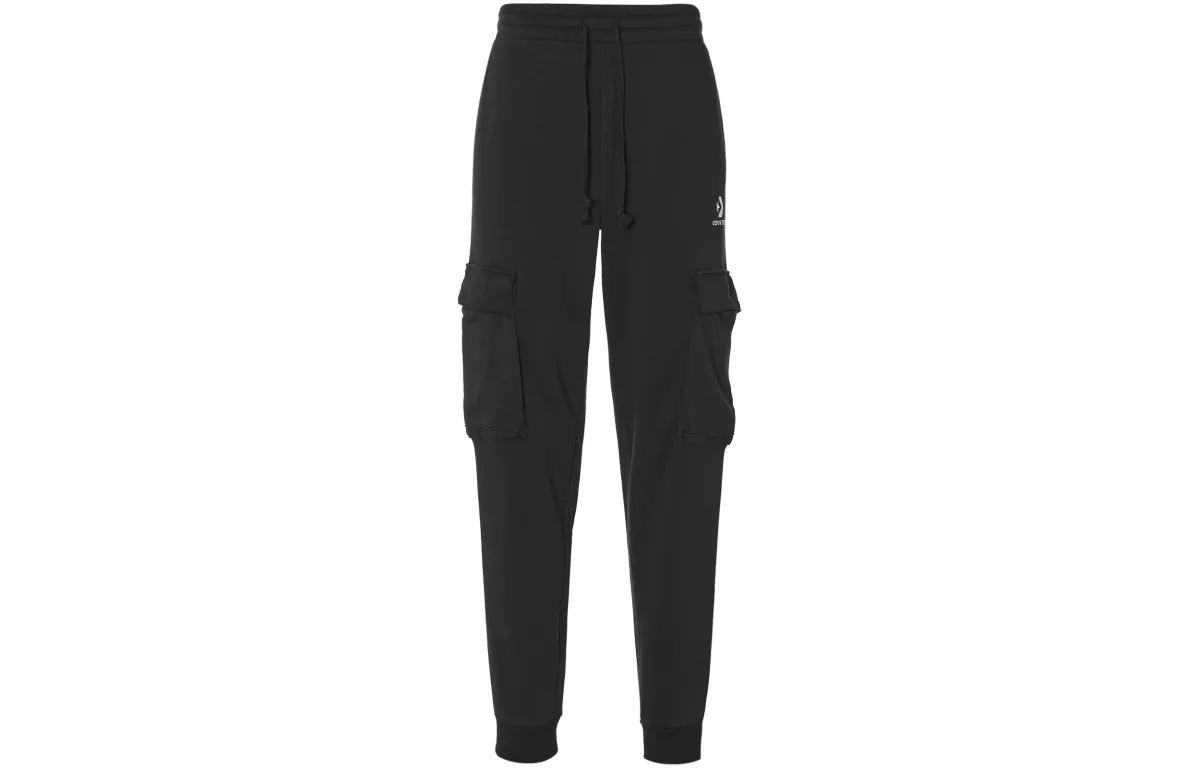 Converse Star Chevron EMB Cargo Pants Men's Black Thickened And Fleece-Lined
