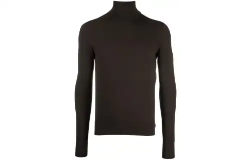 Bottega Veneta T Shirts Men's Brown Turtleneck Moderate Straight Fit