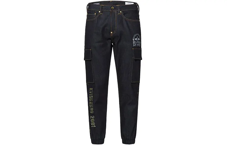 EVISU Jeans Men's Denim Blue Moderate Cuffed Pants